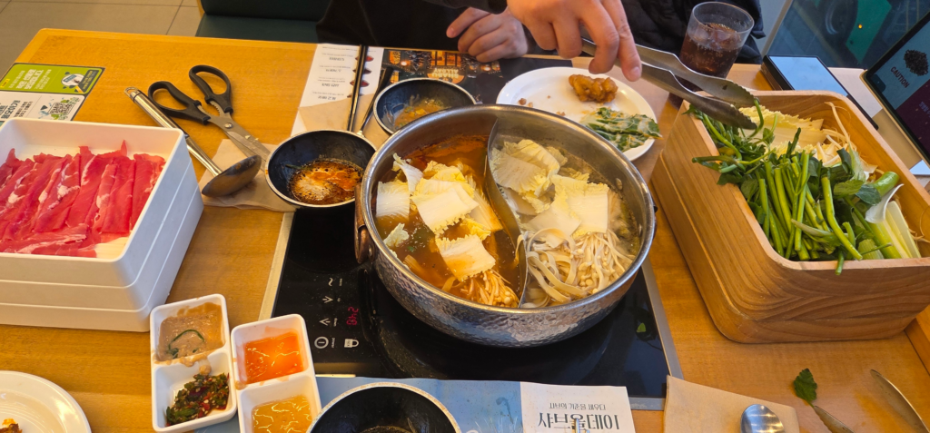 Korean Shabu All Day buffet with fresh beef and vegetables hot pot