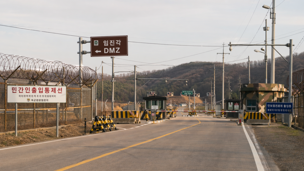 Realistic DMZ Entrance or Checkpoint Near Paju Realistic DMZ entrance and checkpoint atmosphere near Paju, South Korea.