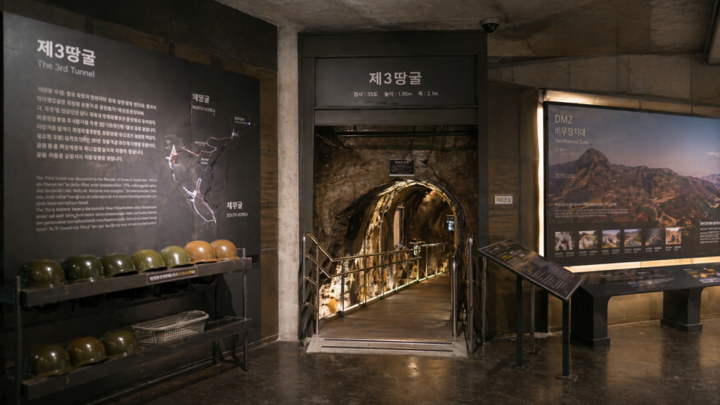 The 3rd Tunnel DMZ Exhibit in Korea Serious travel image of The 3rd Tunnel museum-style DMZ exhibit in Korea.